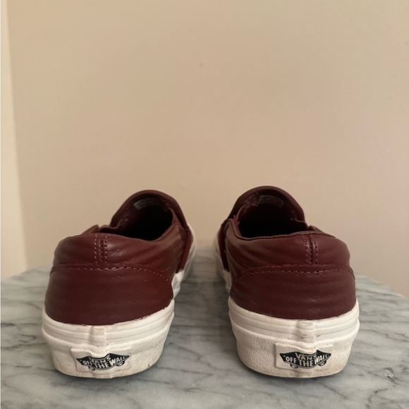 Vans Classic Slip On Moto Leather Burgundy Shoes Women’s Size 7 Skate - Picture 6 of 9